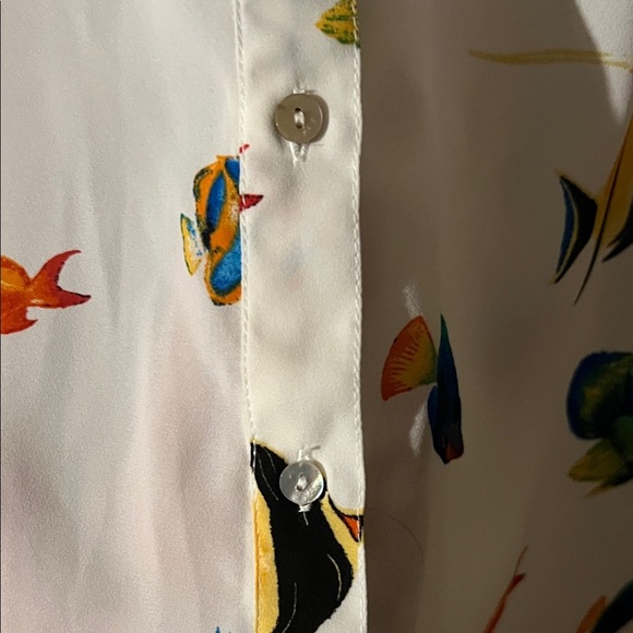 Colorful Fish Print Button-Up Shirt - Picture 3 of 4